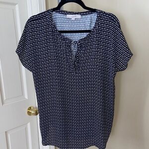 Loft Women's Black and White Polka Dot Top